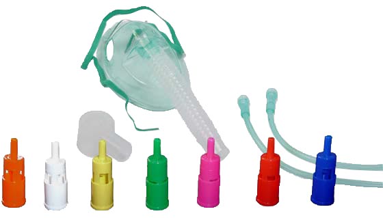 Maschera morbida a concentrazione variabile con sistema venturi completa di kit con 7 raccordi colorati e tubo di collegamento antischiacciamento adulti 1 pezzo — confronto prezzi