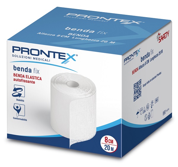 Prontex Benda Fix Elastica Autofissante Per Bendaggi Compressivi Fissaggio Medicazioni E Uso Sportivo 8cm X 20m