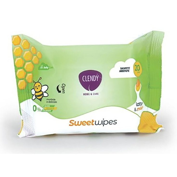 Clendy salviette imbevute latte &amp; miele sweet wipes 20 pezzi