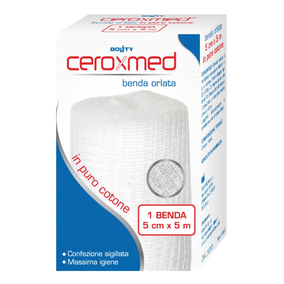 Benda in garza idrofila orlata ceroxmed 5x500 cm 1 pezzo