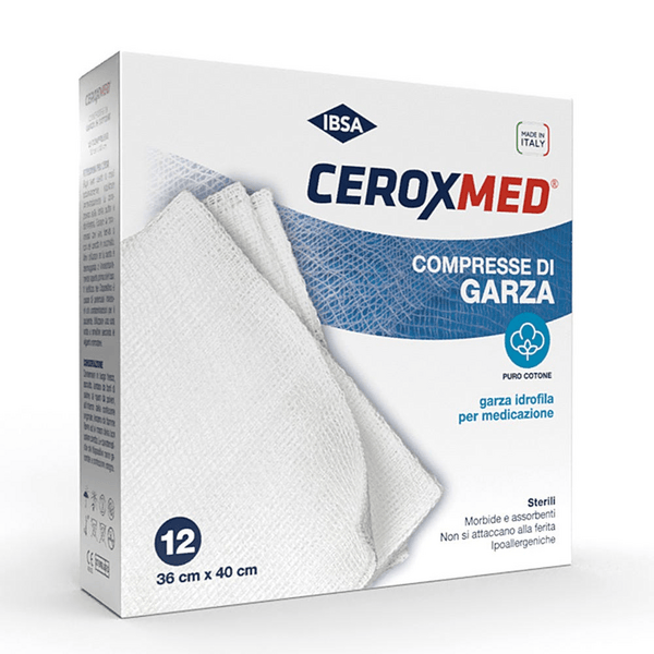 Ceroxmed Compresse di Garza Sterili In Puro Cotone 36x40 cm 12 Pezzi