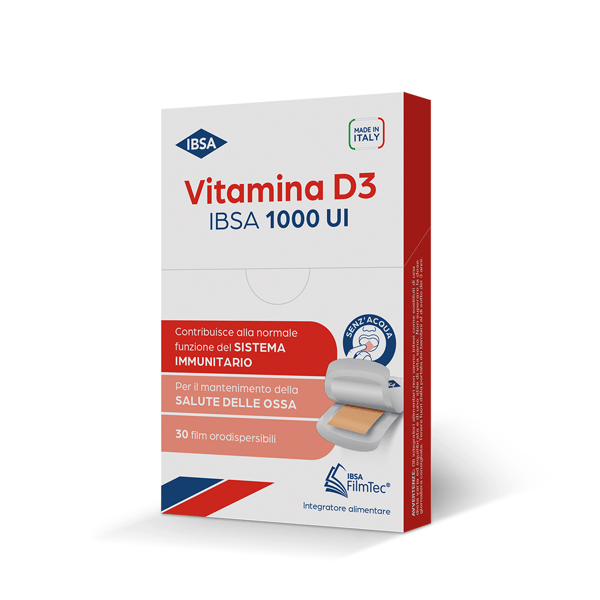 Ibsa Vitamina D3 1000 UI Integratore di Vitamina D3 30 Film Orodispersibili