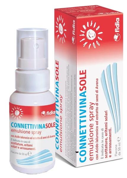 Connettivina Sole Emulsione Spray 50 ml per Scottature, Eritemi Solari e Arrossamenti