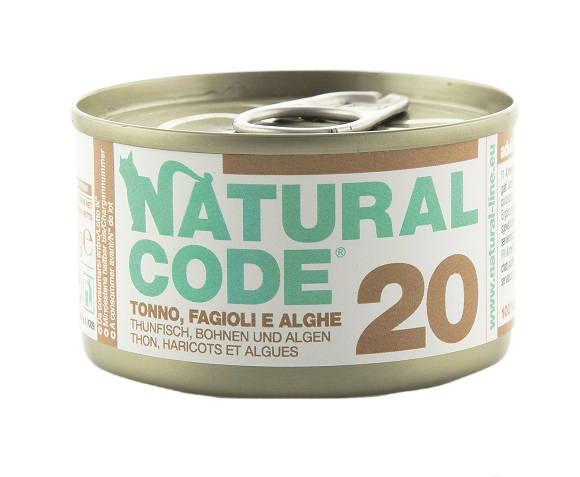 NATURAL CODE GATTO 20 TONNO FAGIOLI ALGHE RISO 85GR (lattina)