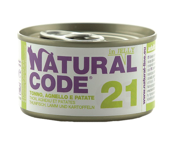 NATURAL CODE GATTO 21 JELLY TONNO AGNELLO PATATE 85GR (lattina)