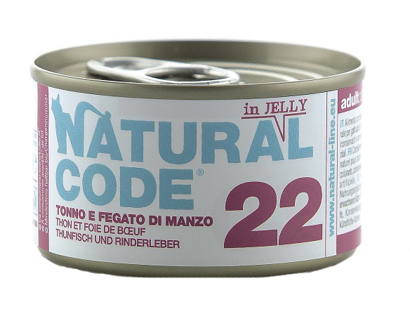 NATURAL CODE GATTO 22 JELLY TONNO FEGATO MANZO 85GR (lattina)