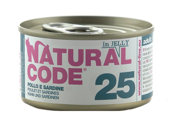 Natural Code Alimento per Gatti 25 Pollo e Sardine 85 g