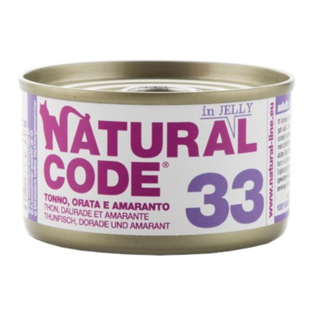 NATURAL CODE GATTO 33 JELLY TONNO ORATA MELA 85GR (lattina)