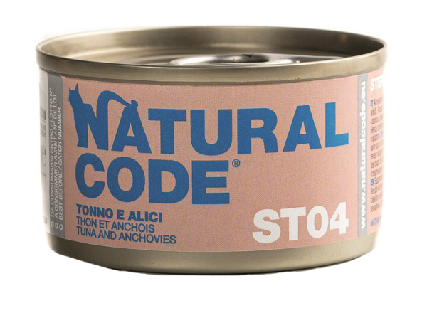 Natural Code Gatto Lattina (St04) Adulto Sterilizzato Tonno &amp; Alici 85 Gr
