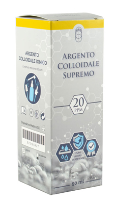 Argento Colloidale Supremo 20Ppm Certificato Spray Con Contagocce + Erogatore Naso Gola Pelle 50 ml Soluzione