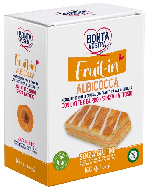 Bonta' vostra fruit in merendina di pan di spagna con farcitura all'albicocca 4 pezzi x 40 g — confronto prezzi