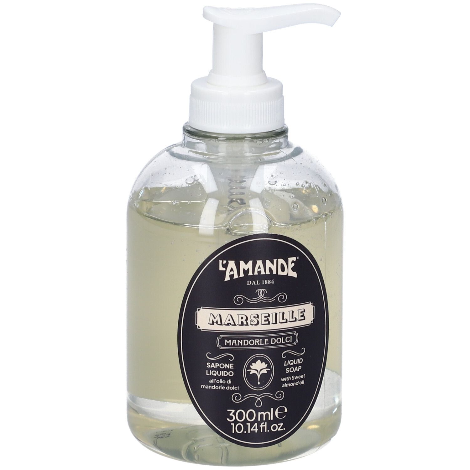L'Amande Marseille Sapone Liquido all'Olio di Mandorle Dolci Detergente emolliente per le mani, 300 ml