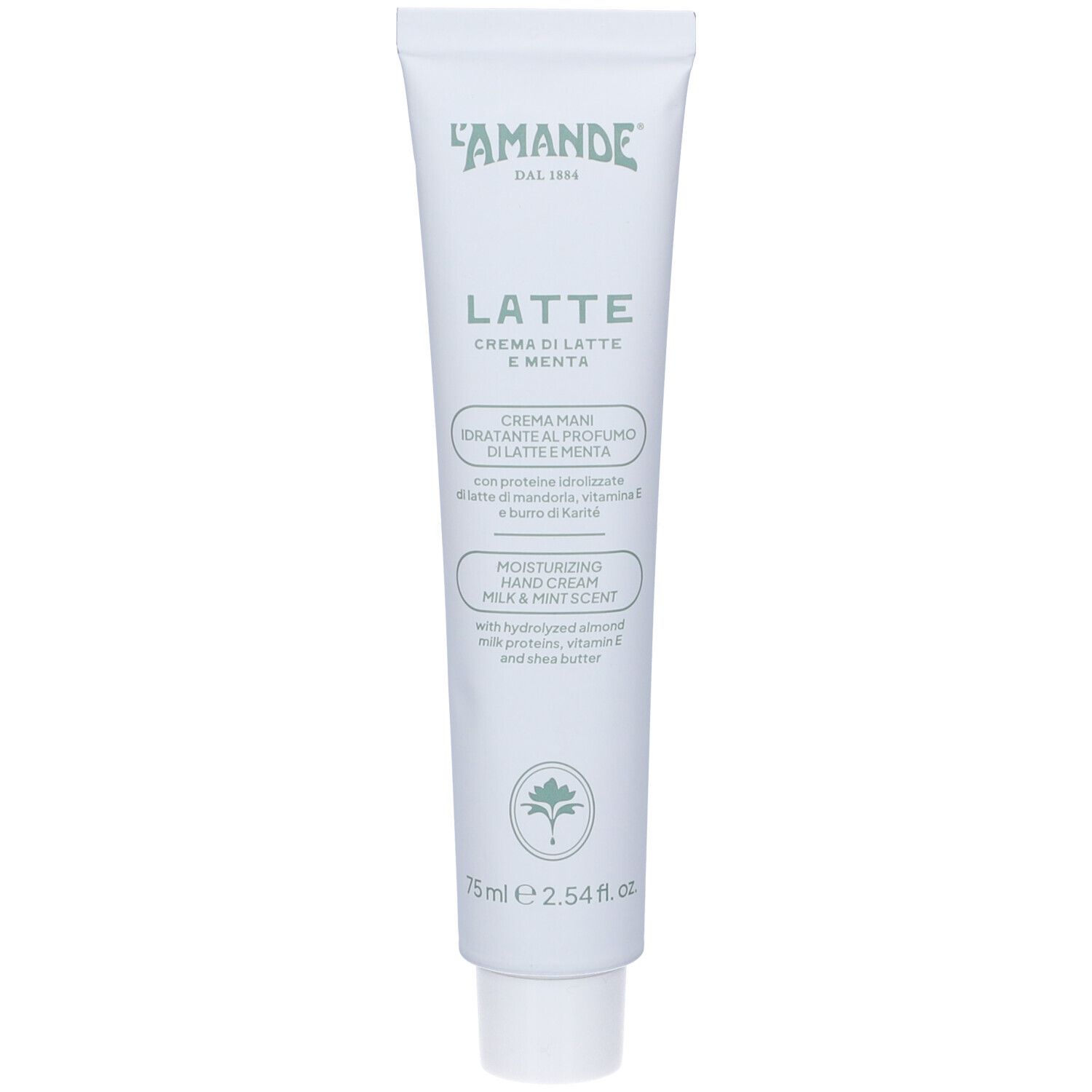 L'Amande Latte e Menta Crema mani idratante, 75ml