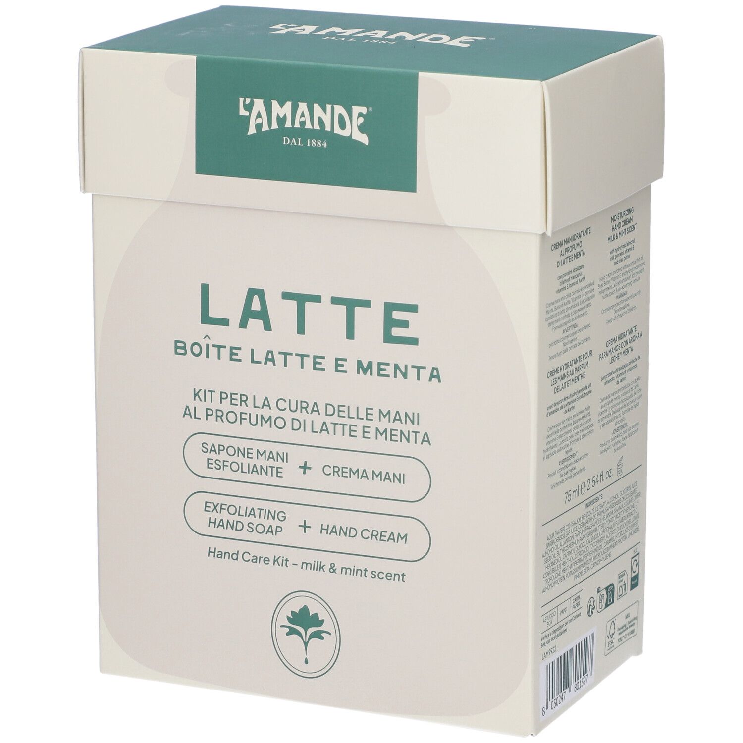 L'Amande Latte Kit Per La Cura Delle Mani E Menta 1 pz Detergente