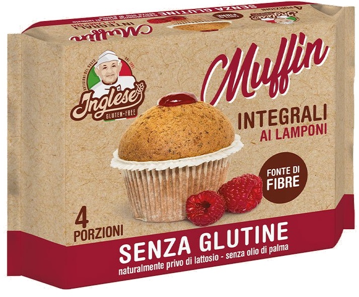 Muffin senza glutine integrali ai lamponi - Inglese 160 g