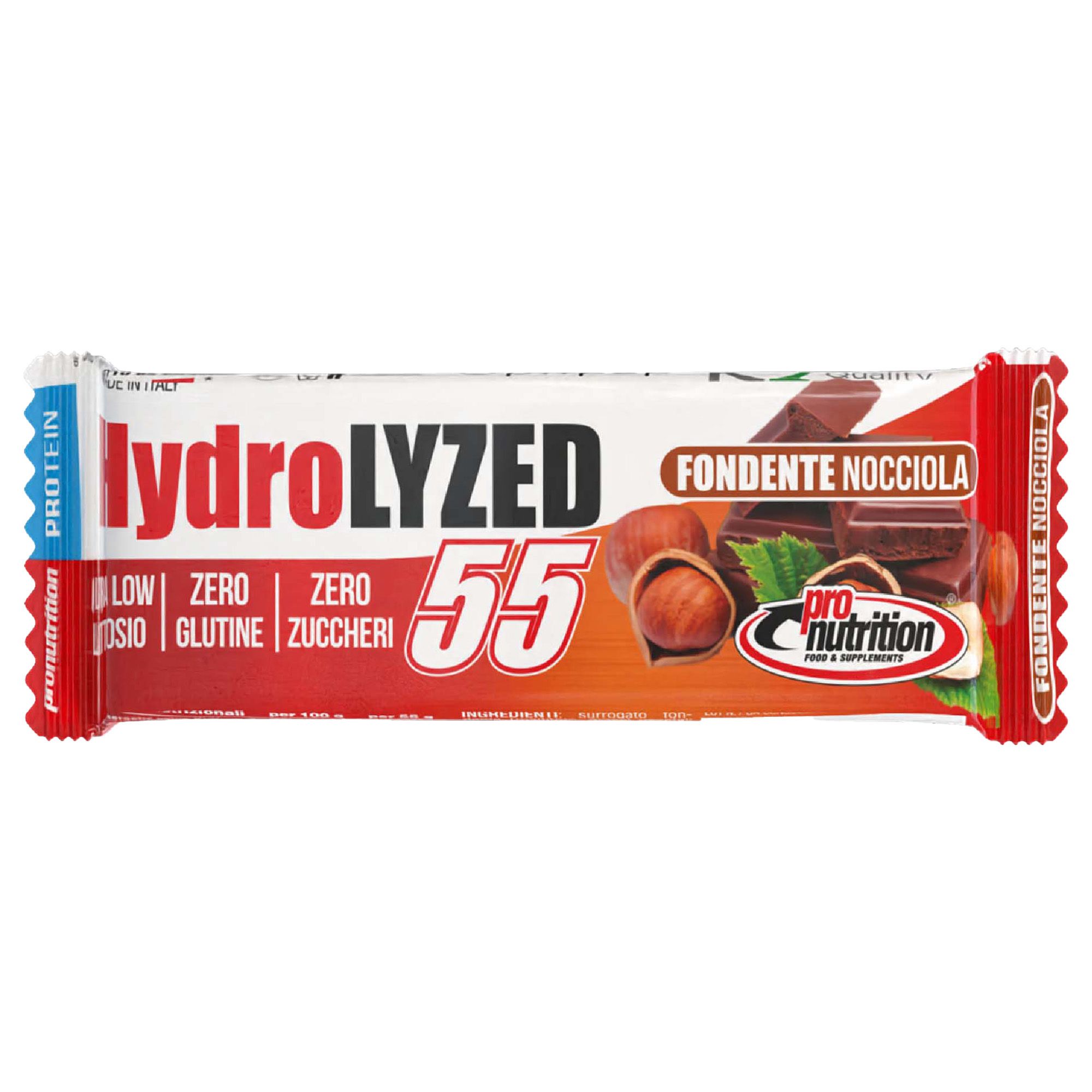 Pro Nutrition Barretta proteica Hydrolized senza zuccheri (55 gr, Fondente nocciola) 24 GR