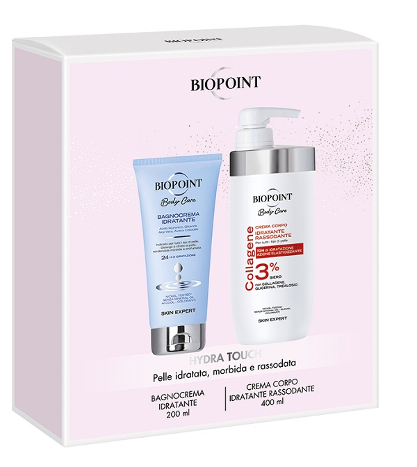 Biopoint hydra touch new 1 bagnocrema idratante 200 ml + 1 crema corpo idratante rassodante collagene 400 ml