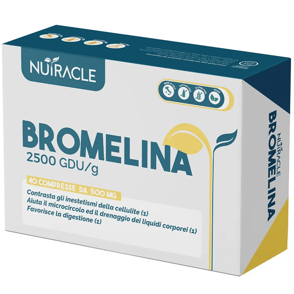 Nutracle Bromelina Integratore Anti Cellulite Enzima Ananas 40 Compresse