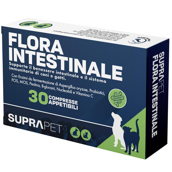 Suprapet Flora Intestinale Integratore per il Benessere Intestinale del Cane e del Gatto 30 compresse