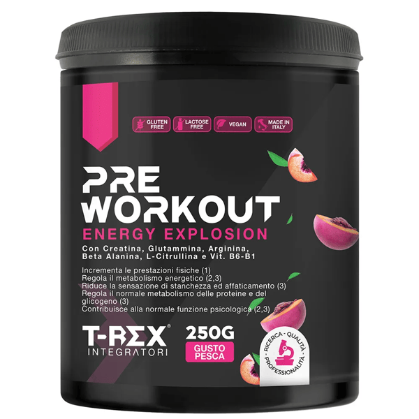 T-Rex Pre Workout Integratore Energizzante Gusto Pesca 250g — confronto prezzi