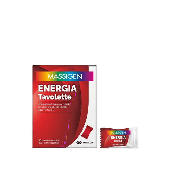Massigen Energia Integratore Tonico Energetico, 30 Tavolette Masticabili