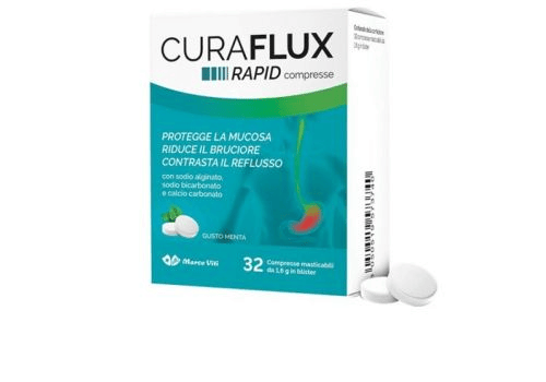 Marco Viti Curaflux Rapid Dispositivo Medico per Reflusso Gastroesofageo 32 Compresse Masticabili