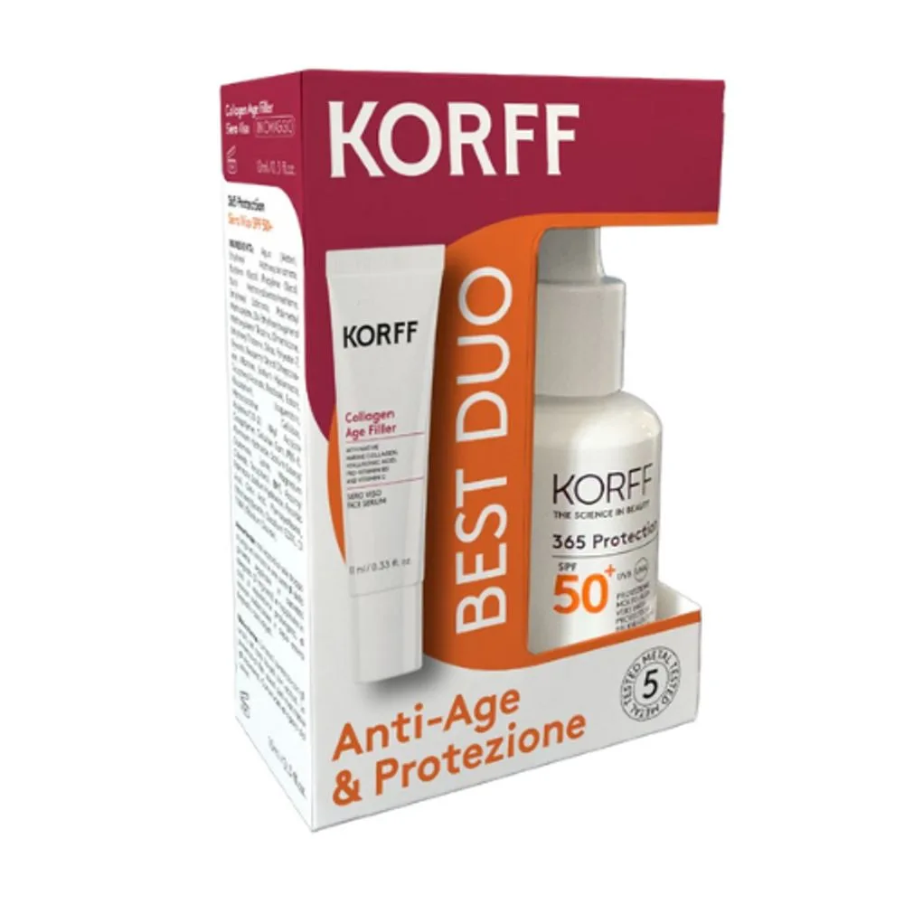 Korff Best Duo Kit Siero Viso Collagen Age Filler + 365 Protection SPF 50+ 1 pz Set