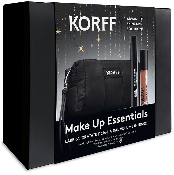 Korff Make Up Essential Labbra Idratate E Ciglia Dal Volume Intenso Cofanetto Con Mascara Iconic Volume 9,1ml + Lip Gloss 01 Mocha 4ml + Pochette Nera — confronto prezzi