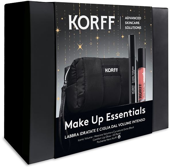 Korff Cofanetto Make-Up Essential Iconic Volume Mascara 9ml + Comfort Lip Gloss 03 Petal