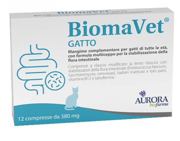 Biomavet Gatto 380 mg Mangime Complementare per Intestino Gatti 12 Compresse