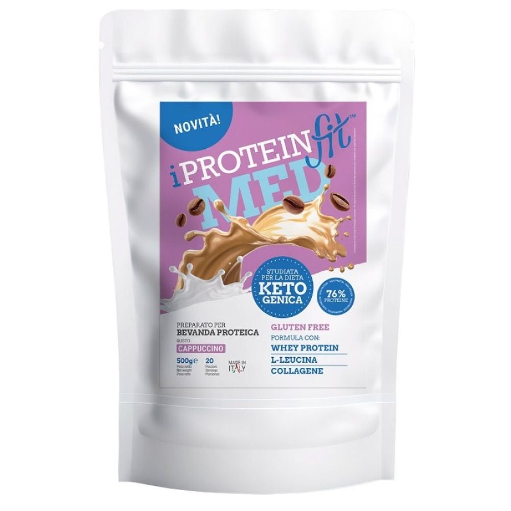 IProteinFit Med Preparato per Bevanda Proteica gusto Cappuccino, 500g