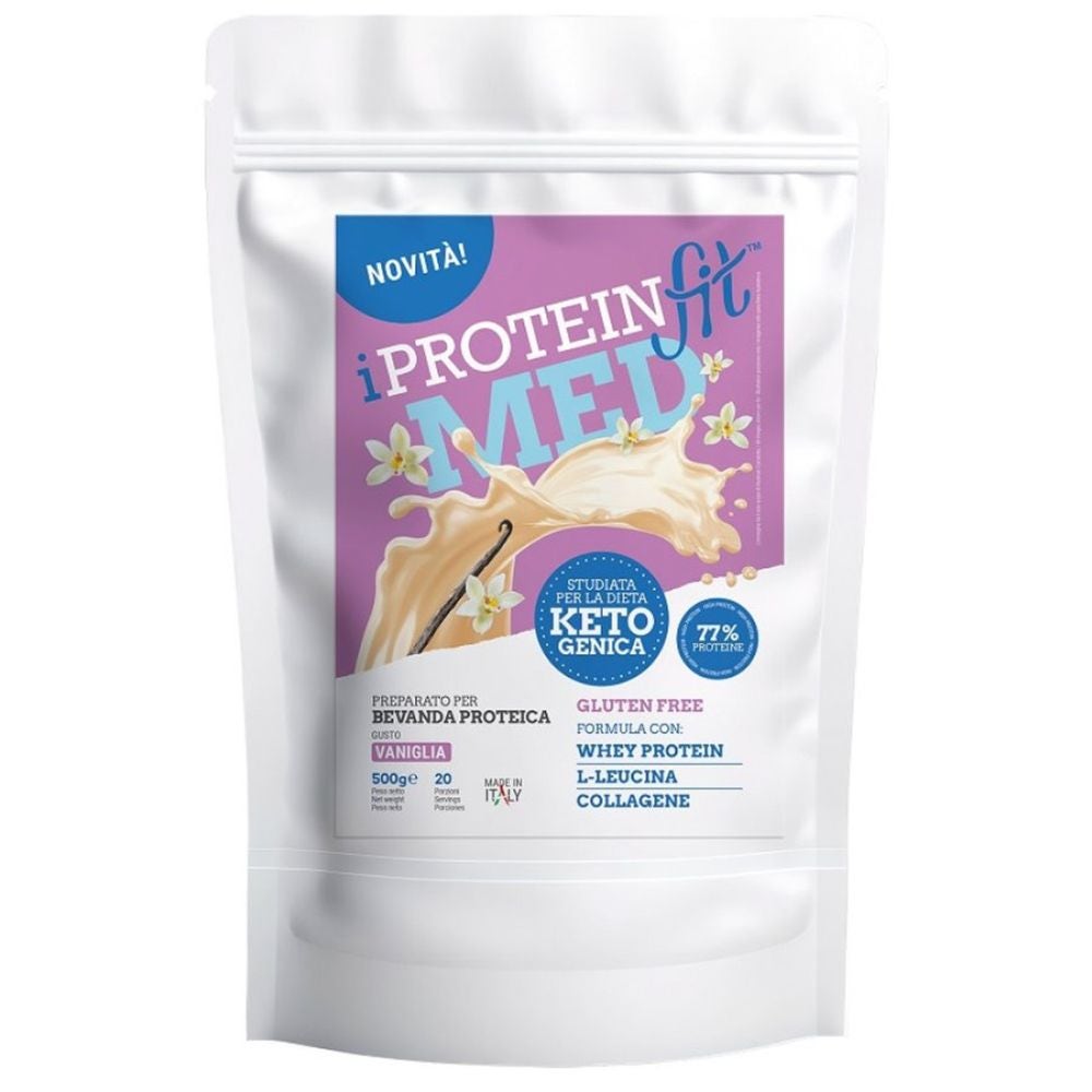 IProteinFit Med Preparato per Bevanda Proteica gusto Vaniglia, 500g