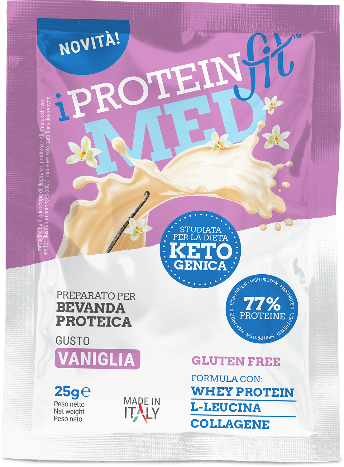 IProteinFit Med Preparato per Bevanda Proteica gusto Vaniglia, 25g