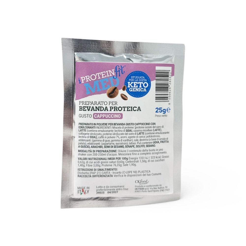 IProteinFit Med Preparato per Bevanda Proteica gusto Cappuccino, 25g