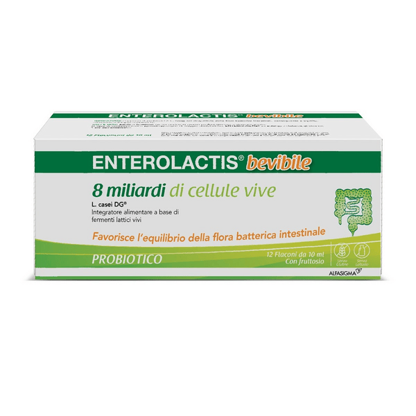 Enterolactis Bevibile Integratore Fermenti Lattici Vivi e Probiotici 12 Flaconcini 10 ml