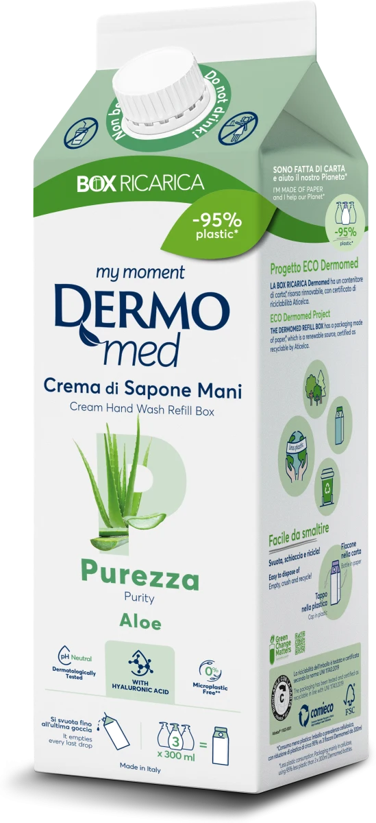 Dermomed - Purezza - Crema Di Sapone Mani All'Aloe - Ecoricarica Da 900 Ml