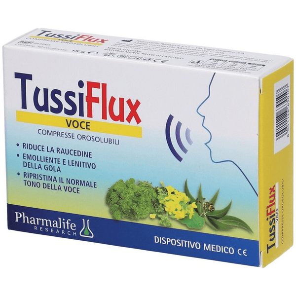 TussiFlux Voce Rimedio Naturale Contro Irritazioni e Mal di Gola 30 Compresse — confronto prezzi