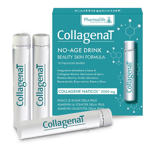 Pharmalife Research Collagenat - No-Age Drink Integratore per la Pelle, 10 Flaconcini da 25ml