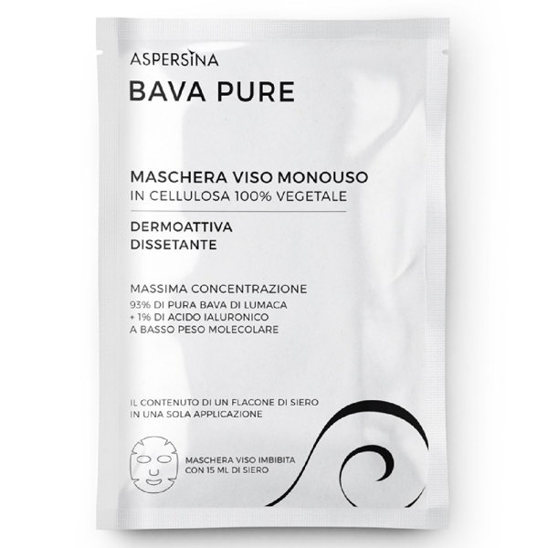 Pharmalife Aspersina Bava Pure Maschera Viso Monouso Cellulosa 100% Vegetale 15 Ml