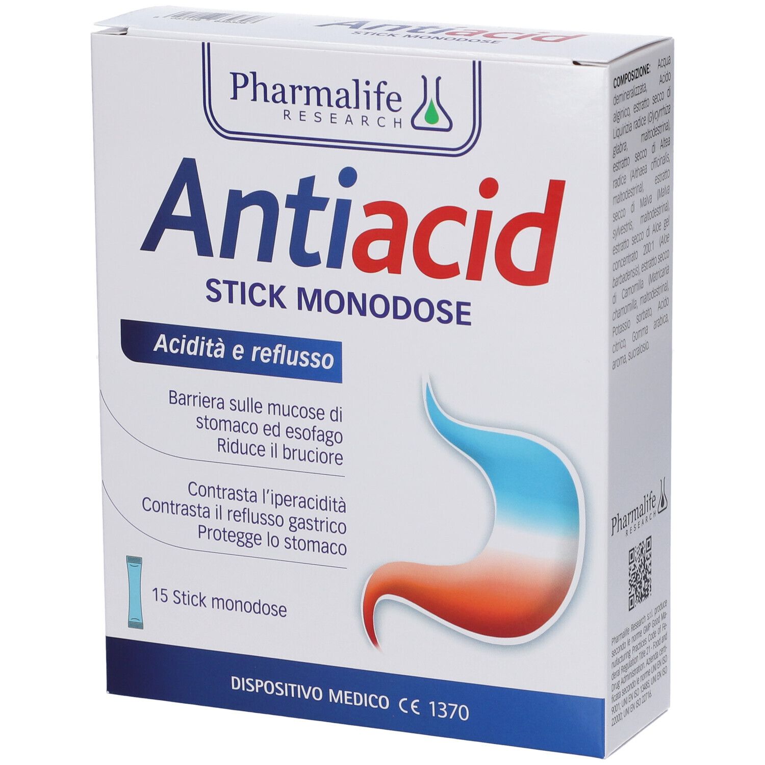 Pharmalife Research AntiAcid Dispositivo Medico Antireflusso e Antiacido, 15 stick monodose