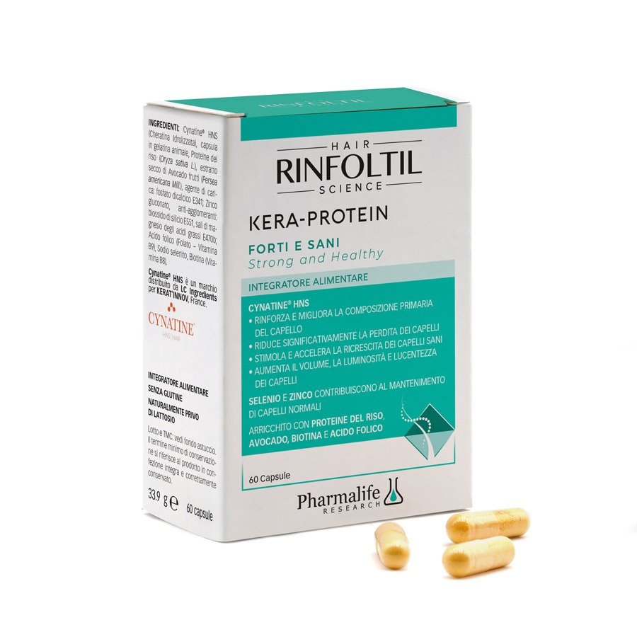Pharmalife Research Rinfoltil Kera-Protein Forti e Sani Integratore Capelli, 60 Capsule