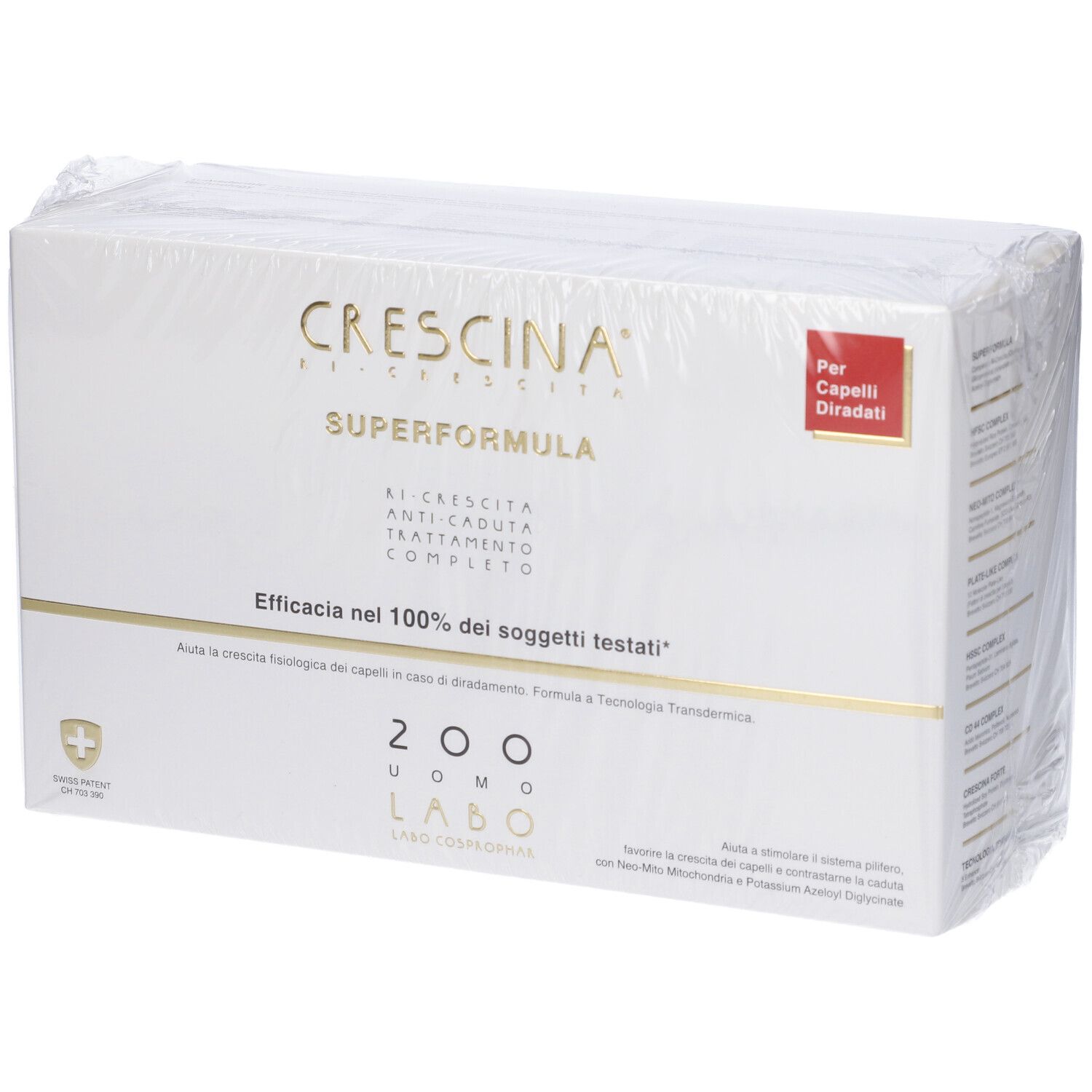 Labo Crescina Ri Crescita Super Formula 200 Uomo Tc 20+20 Fiale 3,5ml 1400 ml