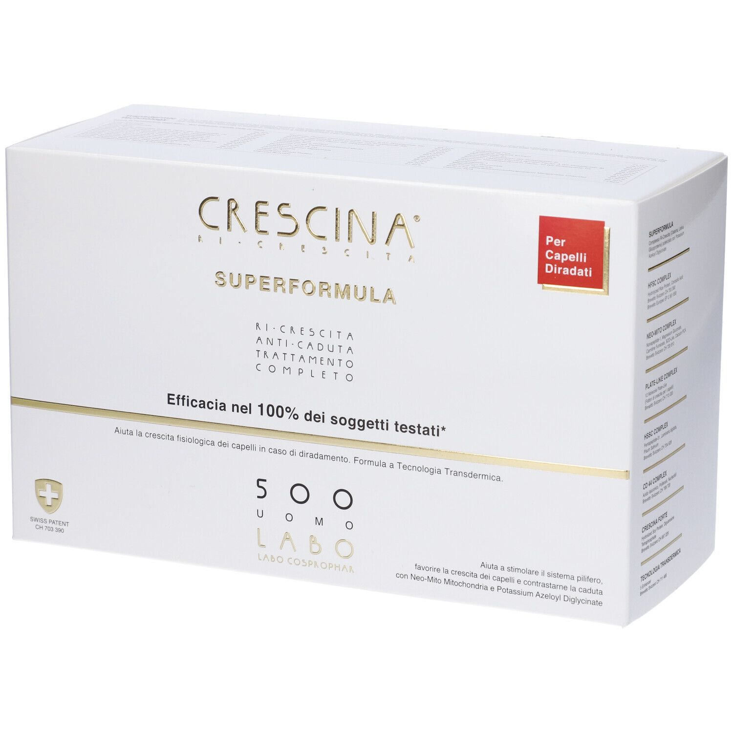 Labo Crescina Ri Crescita Super Formula 500 Uomo Trattamento Completo Fiale 20 + 1400 ml