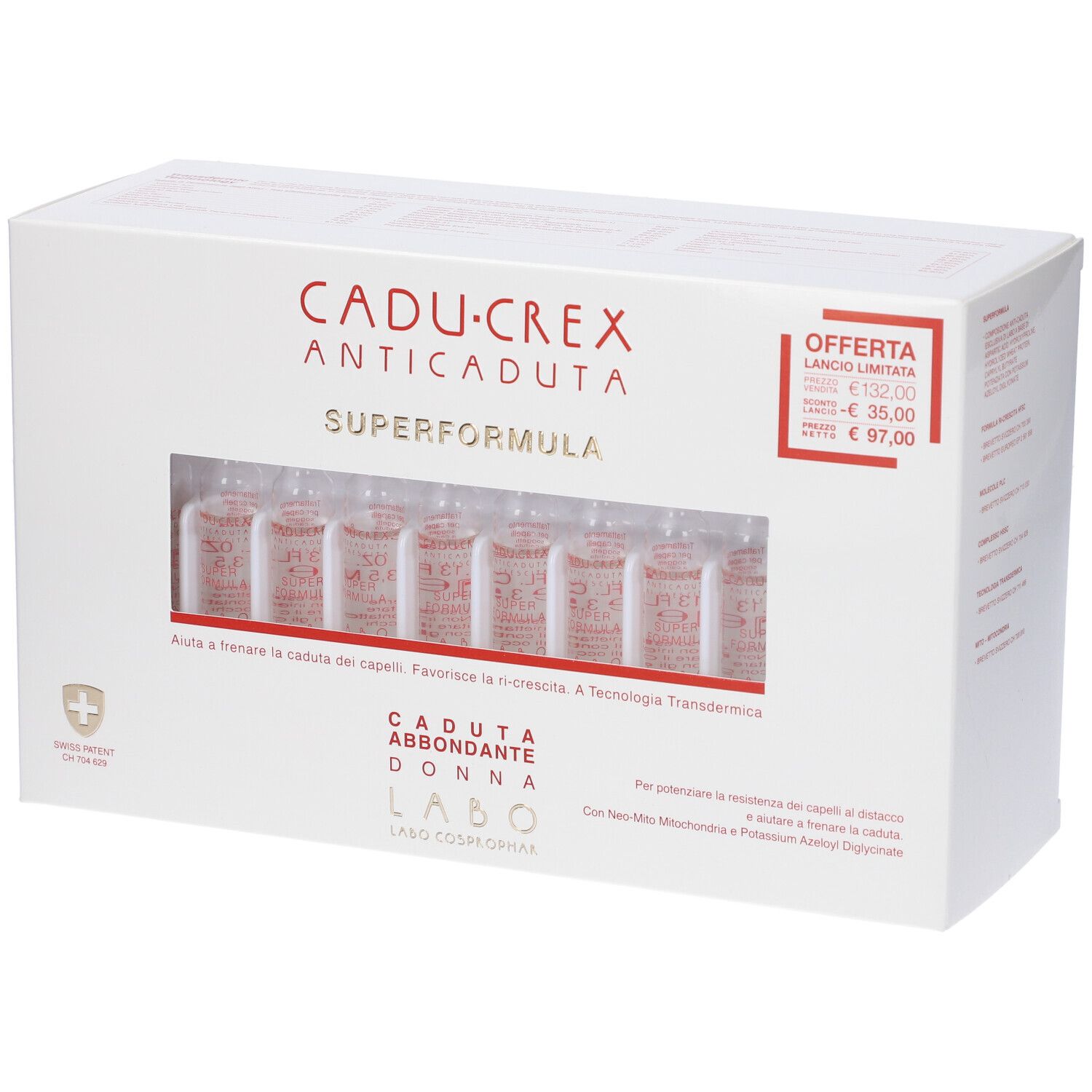 Cadu-Crex Superformula Caduta Abbondante Donna 40 Fiale 140 ml — confronto prezzi
