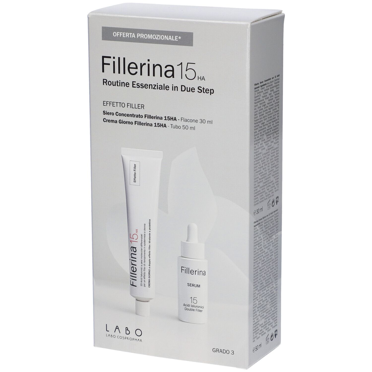 Labo Suisse Kit Regalo Fillerina 15HA Routine Essenziale Effetto Filler Crema Giorno + Serum Concentrato Grado 3 1 pz Set