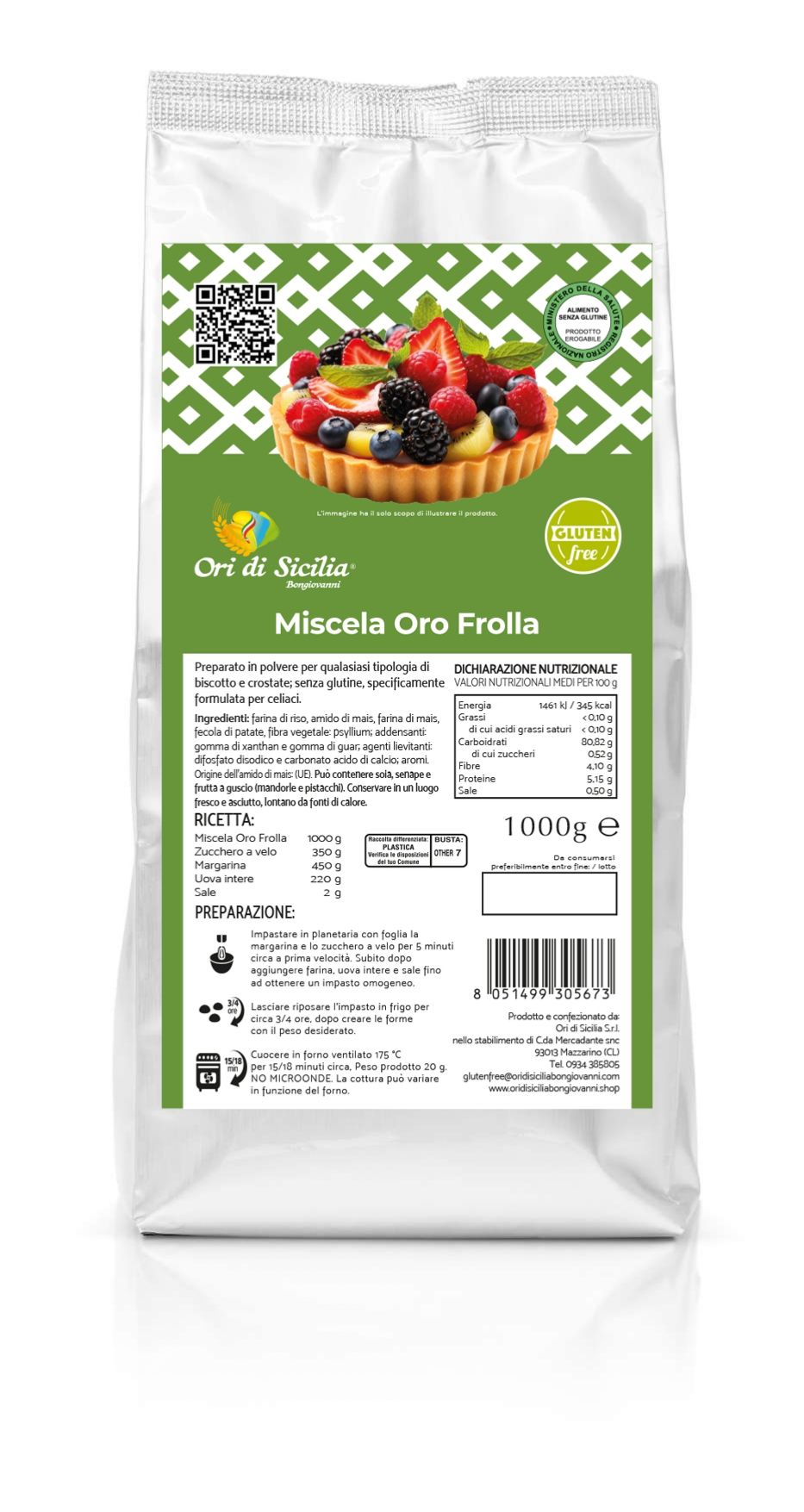 Ori Di Sicilia Miscela Oro Frolla Preparato In Polvere Senza Glutine 1kg