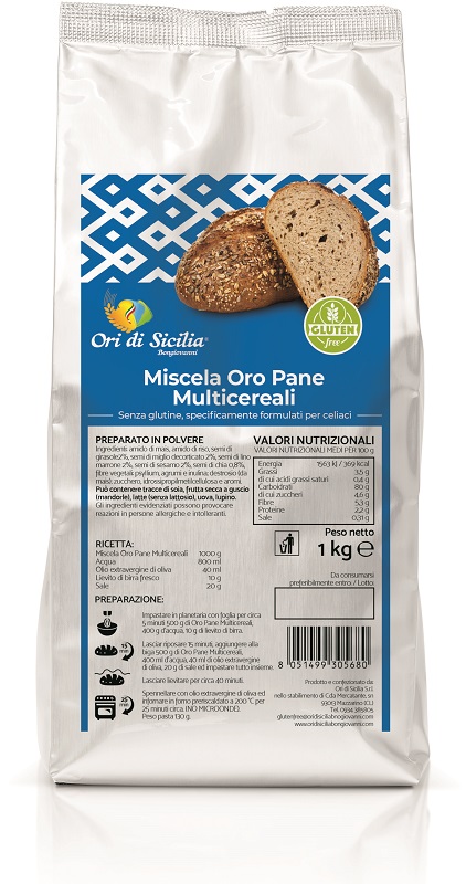 Ori Di Sicilia Miscela Oro Pane Multicereali Preparato In Polvere Senza Glutine 1kg