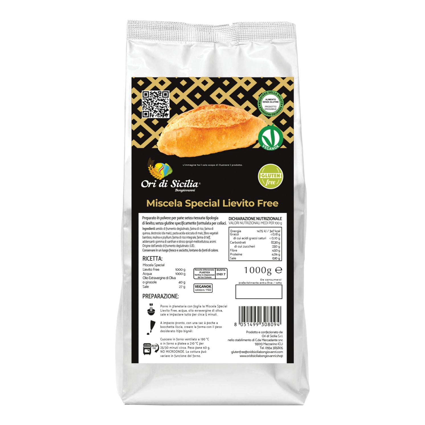 Ori Di Sicilia Miscela Speciale Lievito Free Preparato In Polvere Senza Glutine 1kg — confronto prezzi