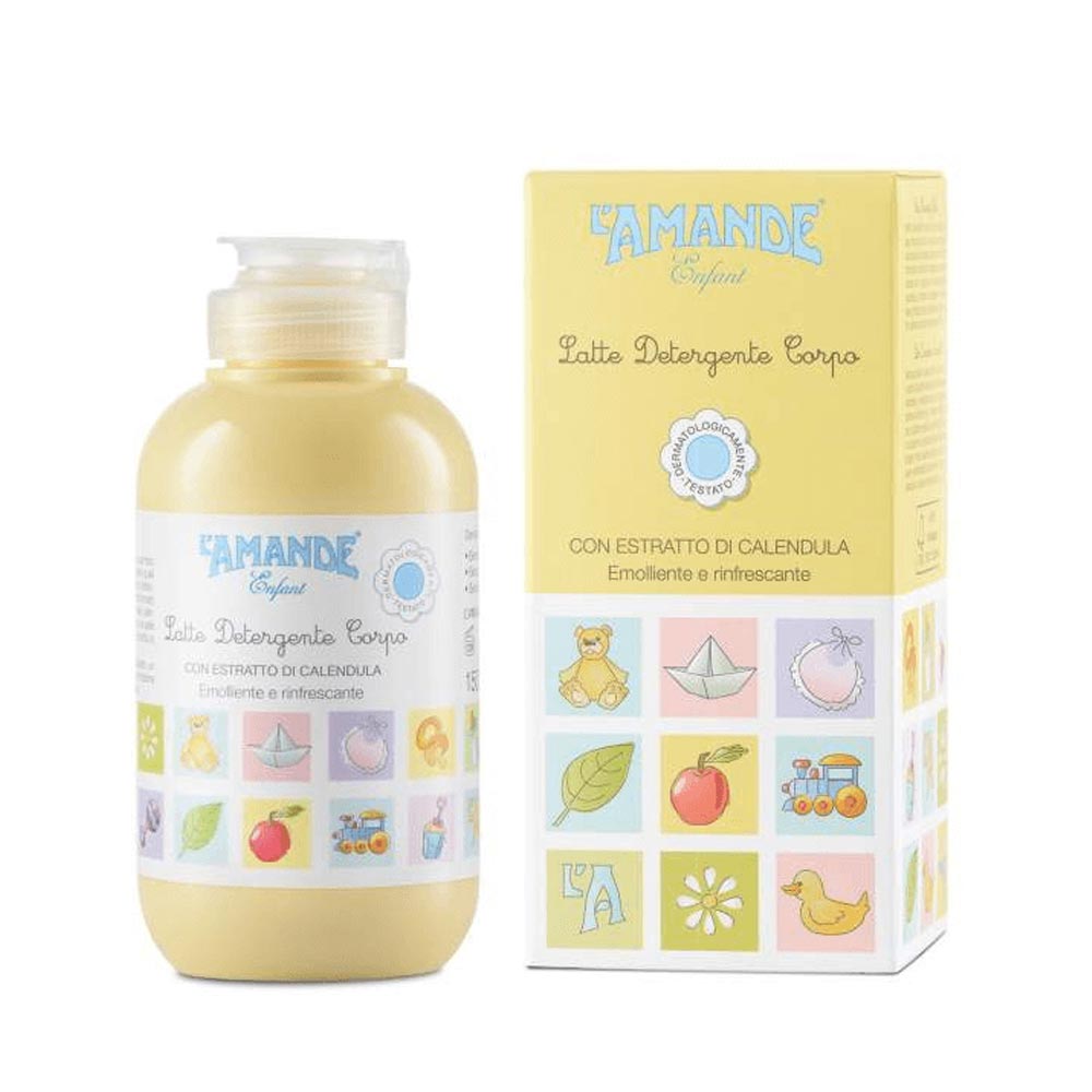 L'Amande Enfant - Latte Detergente Corpo per Neonati e Bambini, 150ml