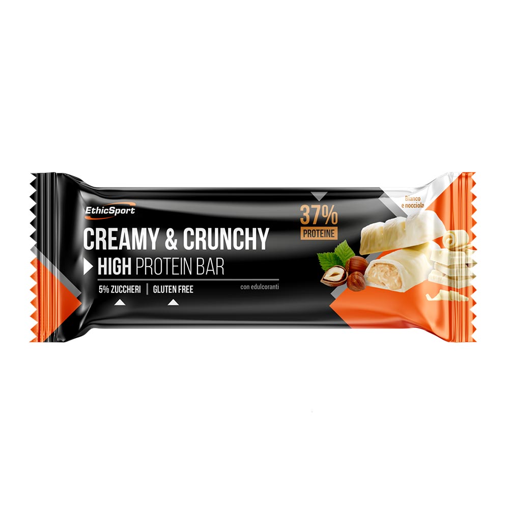 Ethicsport Creamy & Crunchy - Barretta Proteica Bianco e Nocciola, 30g